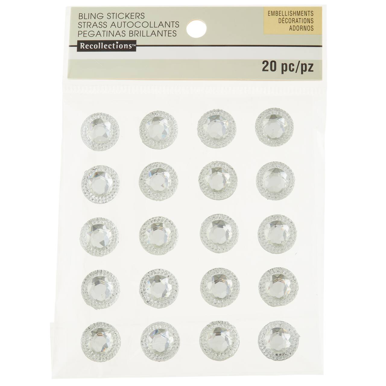 12 Packs: 20 ct. (240 total) 16mm Clear Rhinestone Stickers by Recollections™